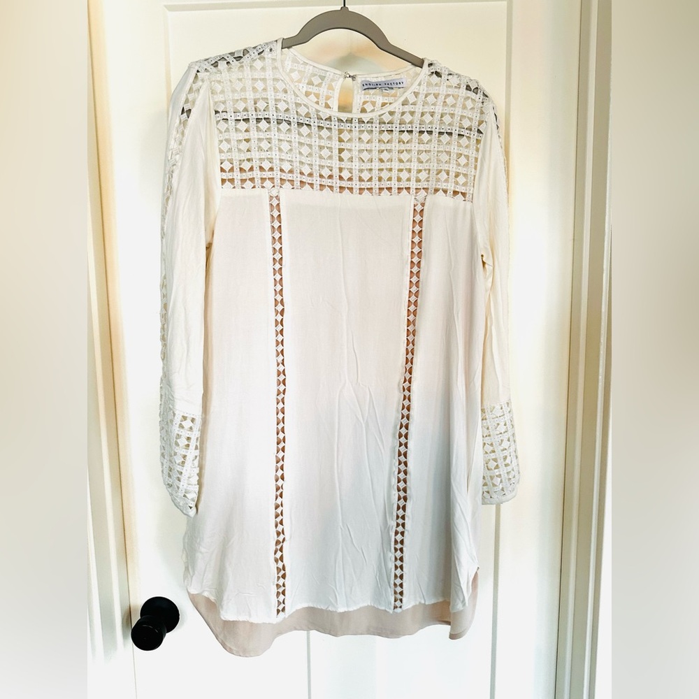 White Lace Boho Long Sleeve Dress
